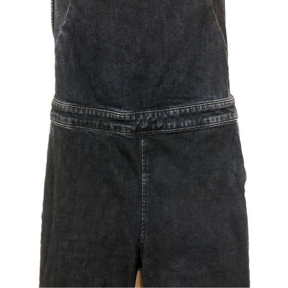 Free People Hearts on Fire Black Denim Open Back Halterall Jumpsuit size 2 - Picture 7 of 14